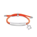 Adjustable orange braided rope bracelet with number 12 and heart charm charm - Orange Rope-Number 12(Silver)