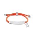 Adjustable orange braided rope bracelet with a silver metal plate and number 16 charm - Orange Rope-Number 16(Silver)