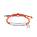 Adjustable orange braided rope bracelet with stainless steel bar and number 20 charm - Orange Rope-Number 20(Silver)