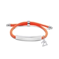 Orange braided rope bracelet with polished silver metal bar and number 21 heart charm - Orange Rope-Number 21(Silver)