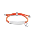 Adjustable orange braided rope bracelet with stainless steel number 30 charm - Orange Rope-Number 30(Silver)