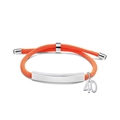 Orange braided rope bracelet featuring silver metal accents and number 40 round charm - Orange Rope-Number 40(Silver)