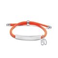 Adjustable orange braided bracelet with silver metal bar and number 50 charm pendant - Orange Rope-Number 50(Silver)