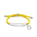 Adjustable yellow braided bracelet with a blank silver metal bar and number 12 charm - Yellow Rope-Number 12(Silver)