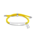 Adjustable yellow woven cord bracelet with silver number 16 charm and metal plate - Yellow Rope-Number 16(Silver)