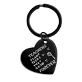 Porte-clés cœur noir en acier inoxydable avec citation inspirante gravée pour prof - Noir Les enseignants plantent des graines qui poussent éternellement (TX0046)