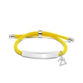 Braided yellow cord bracelet with silver metal tag and number 21 heart charm detail - Yellow Rope-Number 21(Silver)
