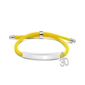 Adjustable bright yellow woven cord bracelet with silver bar and number 30 charm - Yellow Rope-Number 30(Silver)