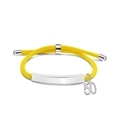 Bright yellow braided rope bracelet with silver metal plate and number 50 charm - Yellow Rope-Number 50(Silver)