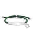 Dark green braided cord bracelet with silver bar and number 12 heart charm pendant - Green Rope-Number 12(Silver)