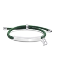 Adjustable dark green braided rope bracelet with stainless steel number 16 charm - Green Rope-Number 16(Silver)