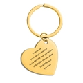 Porte-clés cœur en acier inoxydable doré avec citation inspirante gravée pour remise de diplôme - Or Citation inspirante Promise Me (TX0028)