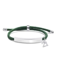 Dark green braided cord bracelet with silver metal plate and heart cutout number 21 charm - Green Rope-Number 18(Silver)