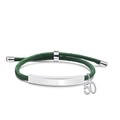 Dark green braided bracelet with silver metal bar and number 50 charm detail - Green Rope-Number 40(Silver)