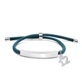 Adjustable dark blue braided rope bracelet with silver stainless steel number 12 charm - Blue Rope-Number 12(Silver)