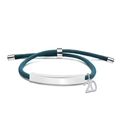 Dark green braided cord bracelet with silver bar and number 20 charm, adjustable slide knot - Blue Rope-Number 20(Silver)