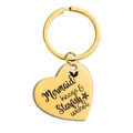 Porte-clés cœur doré avec gravure Mermaid Kisses et motifs nautiques élégants - Or Mermaid kisses (TX0039)