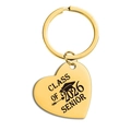Porte-clés cœur doré poli avec gravure Class of 2026 Senior pour cadeau de diplôme - Or CLASS OF 2026 SENIOR (TX0044)