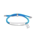 Sky blue braided rope bracelet with silver metal bar and number 16 charm - Light Blue Rope-Number 16(Silver)