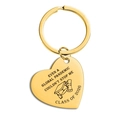 Porte-clés cœur en acier doré pour cadeau de remise des diplômes de la promo 2026 - Or GLOBAL PANDEMIC COULDN'T STOP ME (TX0045)