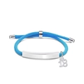 Sky blue braided rope bracelet with number 18 heart charm and polished silver metal plate - Light Blue Rope-Number 18(Silver)