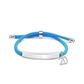 Adjustable sky blue braided cord bracelet with polished silver bar and number 20 charm - Light Blue Rope-Number 20(Silver)