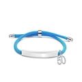 Adjustable blue braided rope bracelet with silver metal plate and number 50 charm - Light Blue Rope-Number 50(Silver)