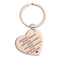 Porte-clés cœur en acier inoxydable or rose avec citation inspirante gravée - Style de Citation Inspirante (TX0031) / Or rose