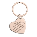 Porte-clés cœur en or rose avec citation gravée comme cadeau de remise de diplôme - Style Plus Courageux et Plus Fort (TX0033) / Or rose