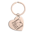 Porte-clés cœur en or rose avec citation pour enseignant et gravure de pissenlit - Style Enseignant Qui Sème des Graines (TX0046) / Or rose