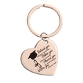 Porte-clés de graduation en forme de cœur or rose poli avec citation inspirante gravée - Style Inspirant pour Graduation (TX0052) / Or rose