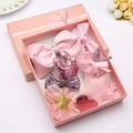 Coffret cadeau rose avec nœuds à cheveux, lapins à paillettes et couronnes en tulle - Rose