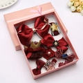 Set de regalo de accesorios para el cabello burdeos para niñas con lazos en caja rosa - Burdeos