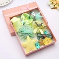 Set de accesorios para el pelo de niñas con lazos y corona de corazón en caja de regalo rosa - Amarillo