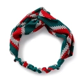 Elastic criss-cross headband with red green wave patterns for Christmas style - Red Wave Pattern Criss-cross Headband