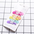 Set of 5 colorful macaron drop-shaped metal hair clips displayed on a white card - Water Drop
