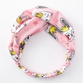 Rosa Stoffstirnband mit niedlichen Hasen-Prints und Sternmustern mit stilvollem Kreuzknoten - Hase Stil Kopfband Rosa