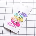 6-piece macaron color wavy metal hair clip set in various pastel shades on card - Oval Lace