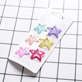 6-piece macaron star-shaped matte hair clip set on display card for girls - Pentagram