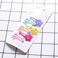 Set of 6 cute macaron-colored star-shaped hair clips for girls on display card - Star