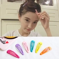 Set of 6 colorful macaron teardrop metal hair clips for women in vibrant enamel finish - Mixed Colors