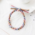 Elastico per capelli intrecciato tricolore rosa, blu e kaki con design a fiocco annodato - Mix Blu Chiaro Rosa