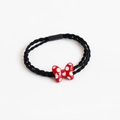 Elastisches Haargummi mit rot-weiß gepunkteter Schleife im süßen Korea-Stil - Roter gepunkteter Bogen Stil / Rot