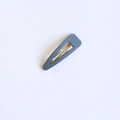 Matte grey-blue teardrop BB hair clip with silver metal interior on white background - Grey Blue