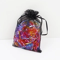 Colorful elastic hair ties in a black organza drawstring bag for girls and kids - Organza Bag - Pearlescent