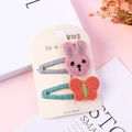 Barrettes à cheveux tricotées main pour filles avec lapin rose et papillon orange - Paire de Lapins