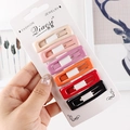 Set of six glossy rectangular BB hair clips in candy colors on display card - Dark Colors
