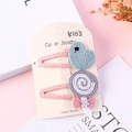 Lot de barrettes tricotées main avec oiseau bleu et sucette violette pour fillettes - Paire de Poussins