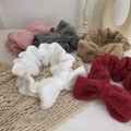Soft plush fleece headband with oversized bow in multiple pastel colors for face washing - Mixed Colors