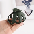 Close-up of olive green matte hair claw clip with sturdy metal spring for thick hair - Dark Green